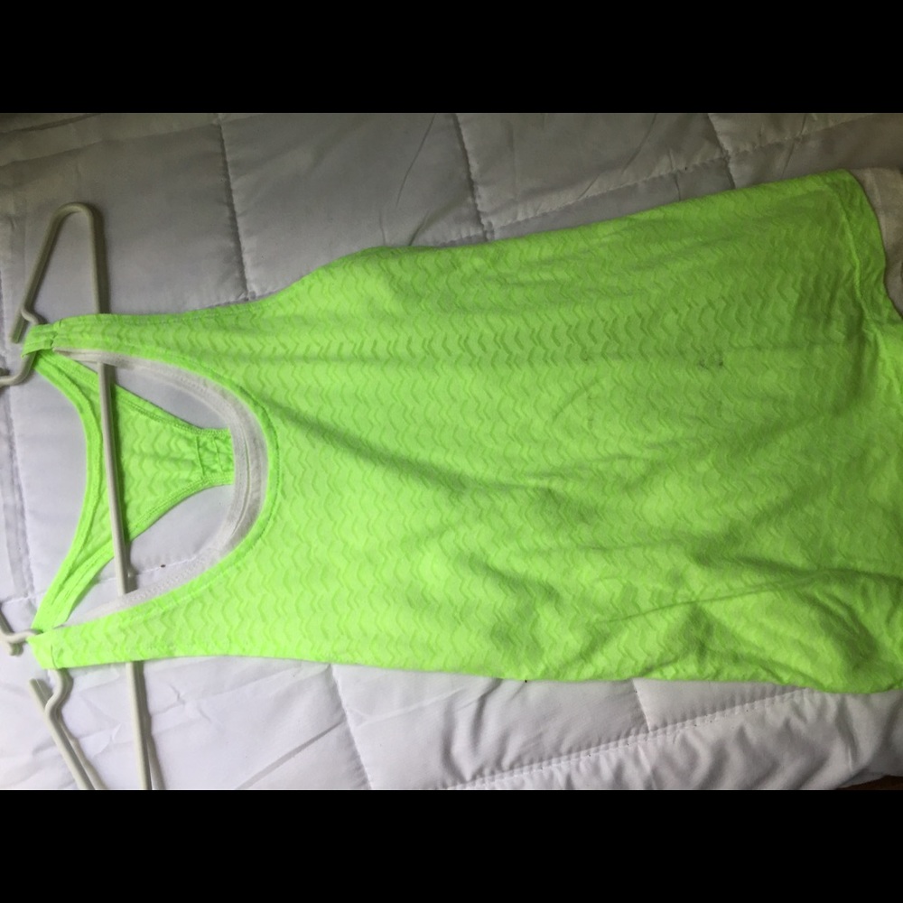 Neon green and white layered tank top